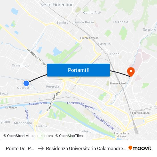 Ponte Del Pecora to Residenza Universitaria Calamandrei Edificio E map