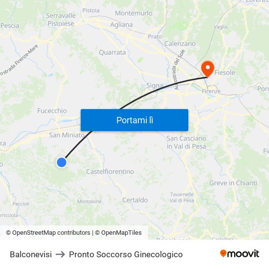 Balconevisi to Pronto Soccorso Ginecologico map