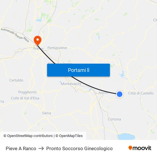 Pieve A Ranco to Pronto Soccorso Ginecologico map