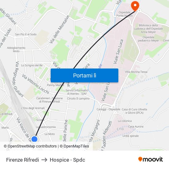Firenze Rifredi to Hospice - Spdc map