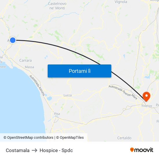 Costamala to Hospice - Spdc map