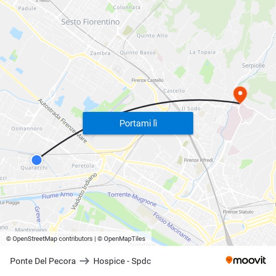 Ponte Del Pecora to Hospice - Spdc map