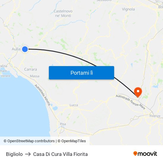Bigliolo to Casa Di Cura Villa Fiorita map