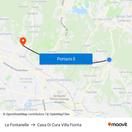 Le Fontanelle to Casa Di Cura Villa Fiorita map