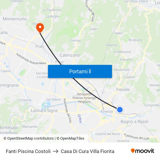 Fanti Piscina Costoli to Casa Di Cura Villa Fiorita map