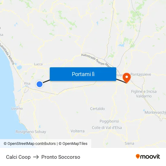 Calci Coop to Pronto Soccorso map