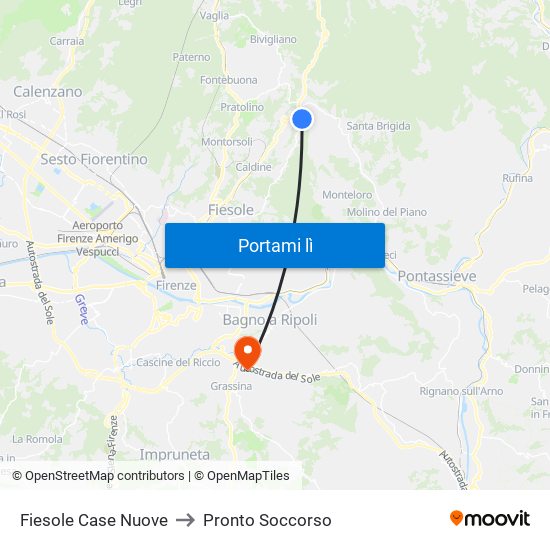 Fiesole Case Nuove to Pronto Soccorso map