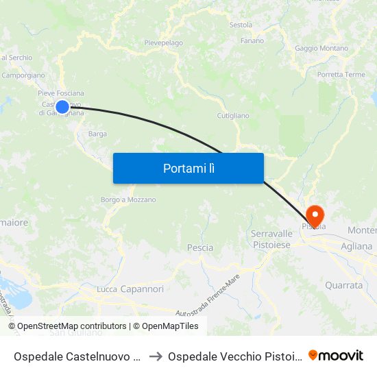 Ospedale Castelnuovo G.Na to Ospedale Vecchio Pistoia 18 map