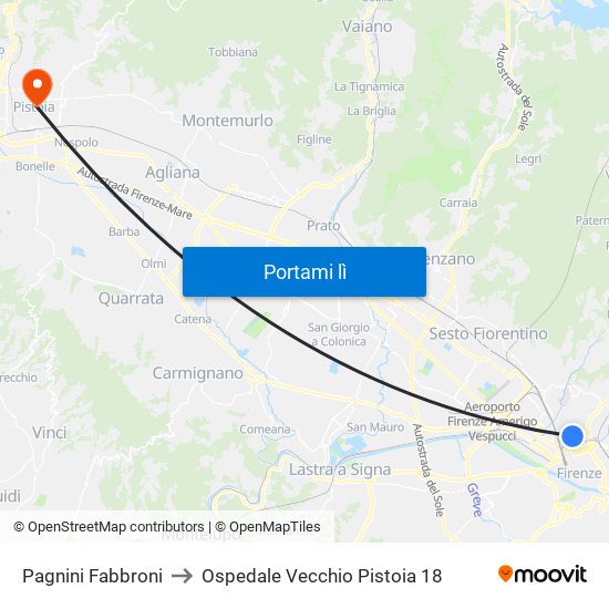 Pagnini Fabbroni to Ospedale Vecchio Pistoia 18 map