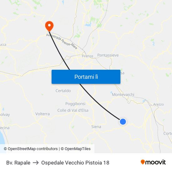 Bv. Rapale to Ospedale Vecchio Pistoia 18 map