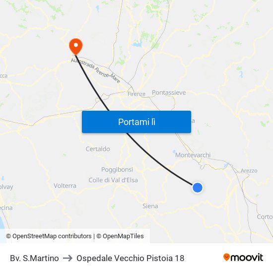 Bv. S.Martino to Ospedale Vecchio Pistoia 18 map