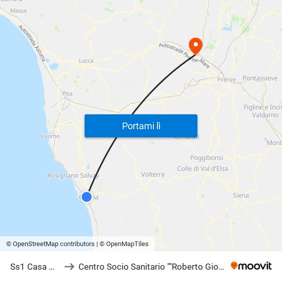 Ss1 Casa Maffi to Centro Socio Sanitario ""Roberto Giovannini"" map