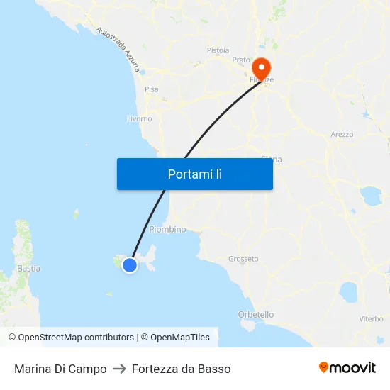 Marina Di Campo to Fortezza da Basso map