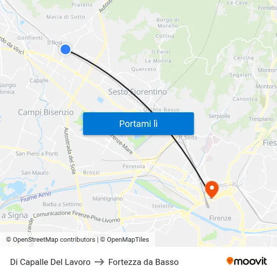 Di Capalle Del Lavoro to Fortezza da Basso map