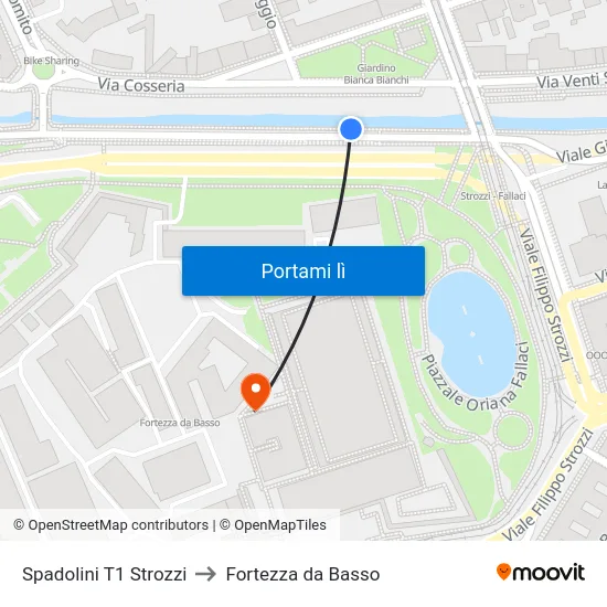 Spadolini T1 Strozzi to Fortezza da Basso map