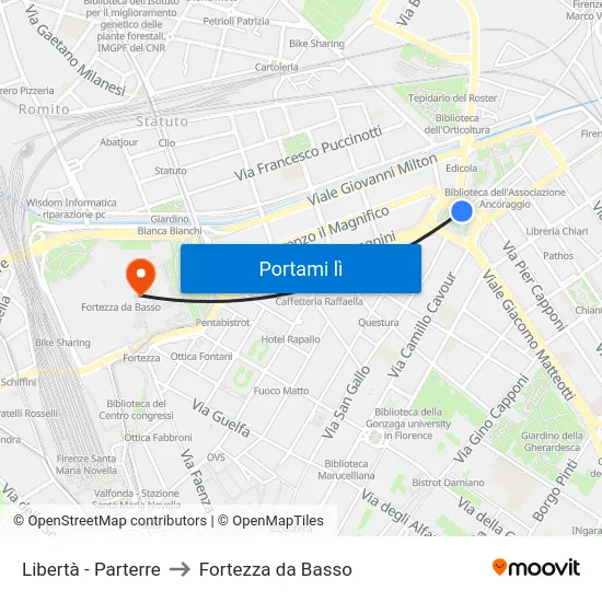 Libertà - Parterre to Fortezza da Basso map
