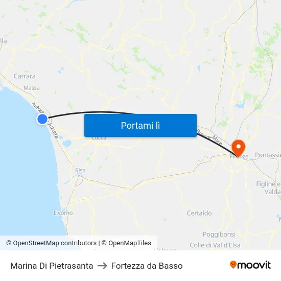 Marina Di Pietrasanta to Fortezza da Basso map