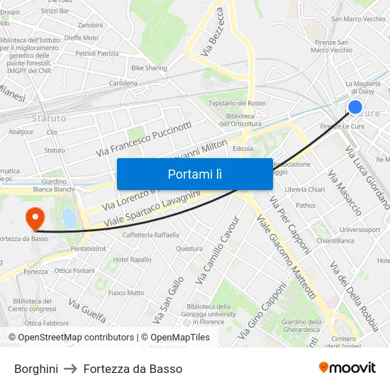 Borghini to Fortezza da Basso map