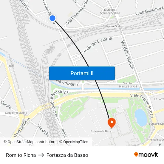 Romito Richa to Fortezza da Basso map