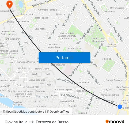 Giovine Italia to Fortezza da Basso map