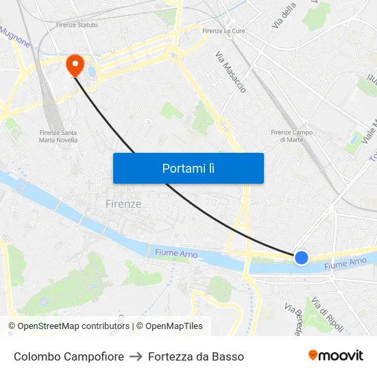 Colombo Campofiore to Fortezza da Basso map