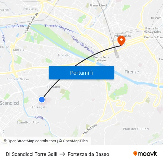 Di Scandicci Torre Galli to Fortezza da Basso map