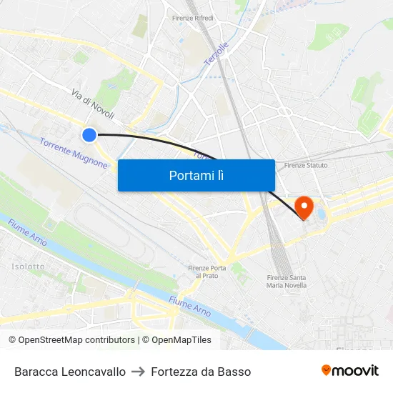 Baracca Leoncavallo to Fortezza da Basso map