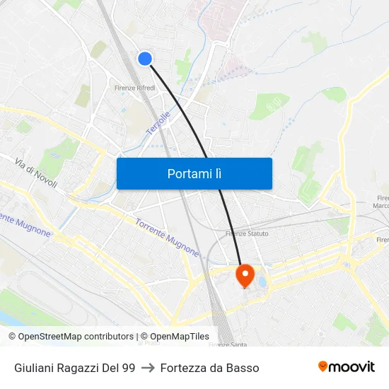 Giuliani Ragazzi Del 99 to Fortezza da Basso map