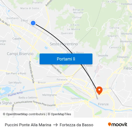 Puccini Ponte Alla Marina to Fortezza da Basso map