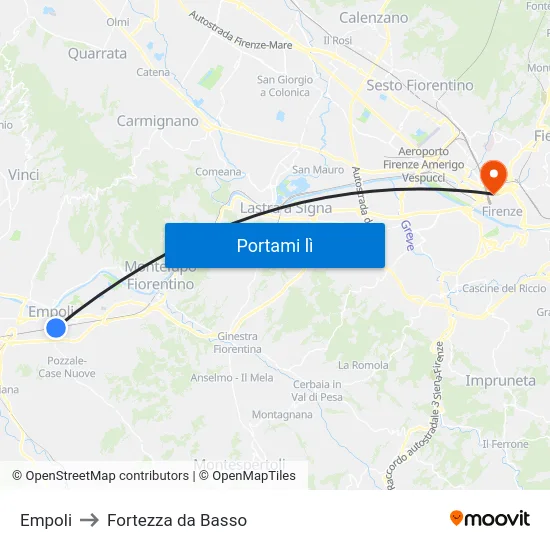 Empoli to Fortezza da Basso map
