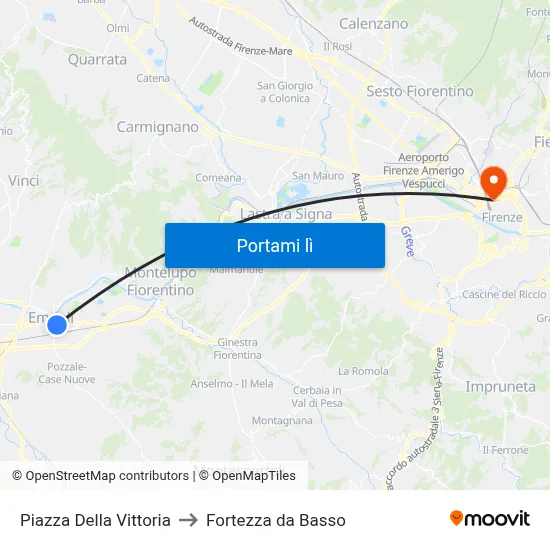 Piazza Della Vittoria to Fortezza da Basso map