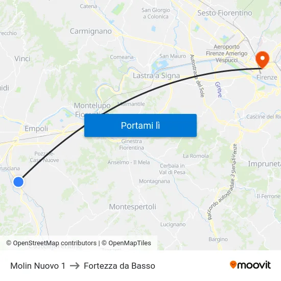 Molin Nuovo 1 to Fortezza da Basso map