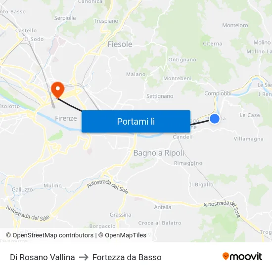 Di Rosano Vallina to Fortezza da Basso map