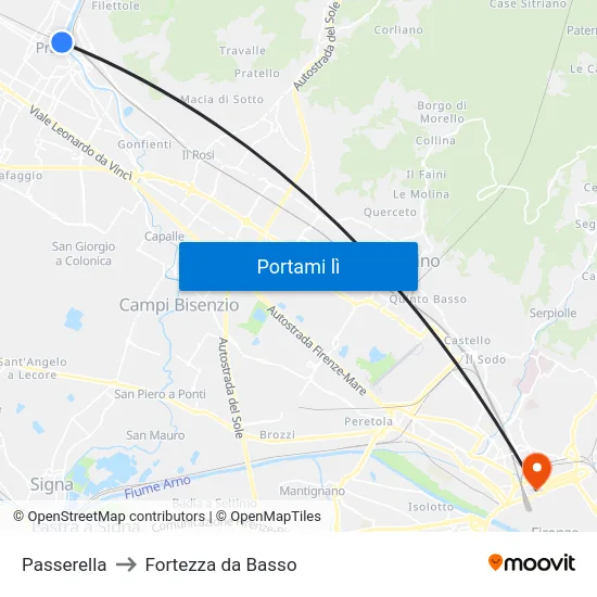 Passerella to Fortezza da Basso map