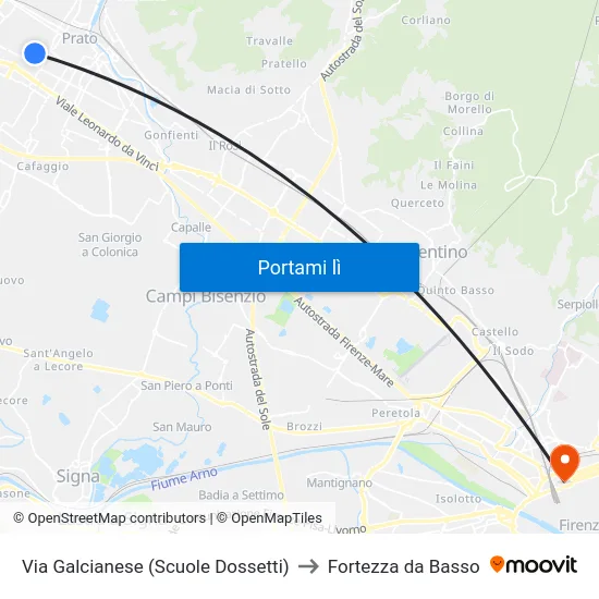 Via Galcianese (Scuole Dossetti) to Fortezza da Basso map
