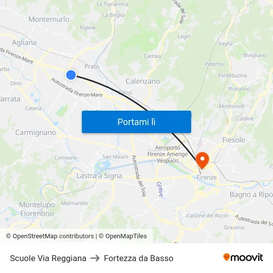Scuole Via Reggiana to Fortezza da Basso map