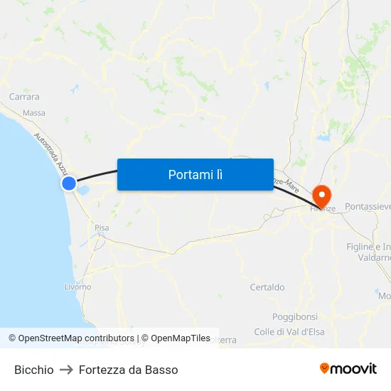 Bicchio to Fortezza da Basso map