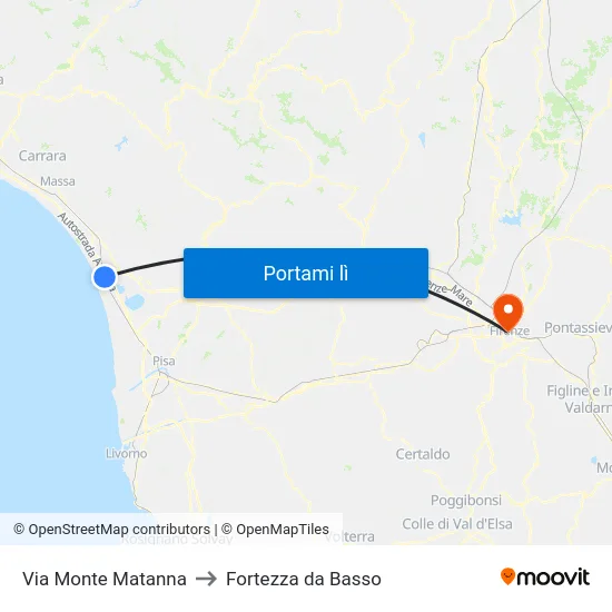 Via Monte Matanna to Fortezza da Basso map