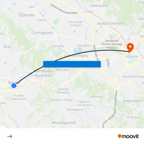 Cavour to Fortezza da Basso map