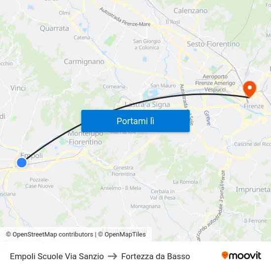 Empoli Scuole Via Sanzio to Fortezza da Basso map