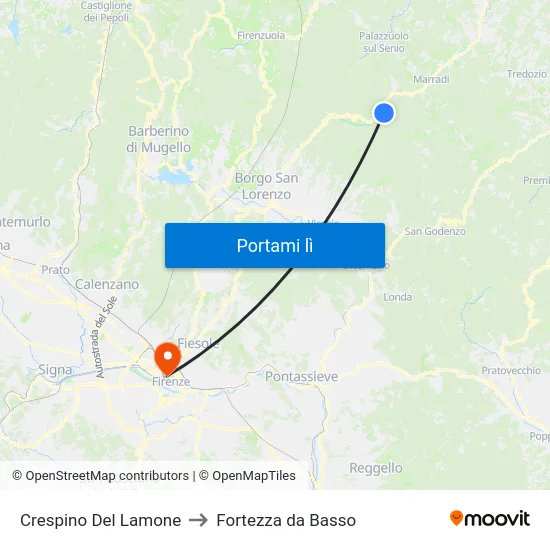 Crespino Del Lamone to Fortezza da Basso map