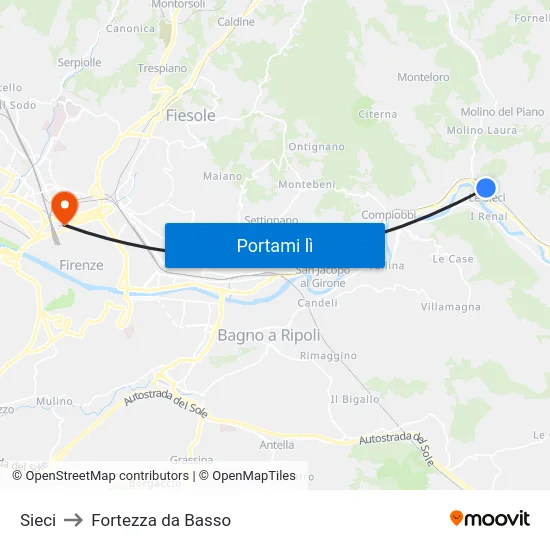 Sieci to Fortezza da Basso map