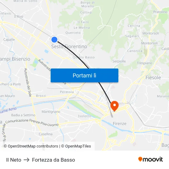 Il Neto to Fortezza da Basso map