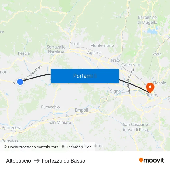 Altopascio to Fortezza da Basso map