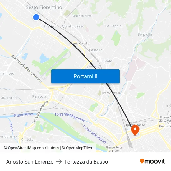 Ariosto San Lorenzo to Fortezza da Basso map