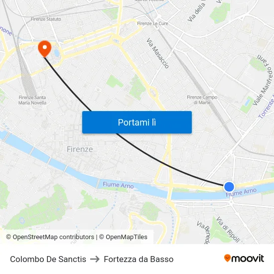 Colombo De Sanctis to Fortezza da Basso map