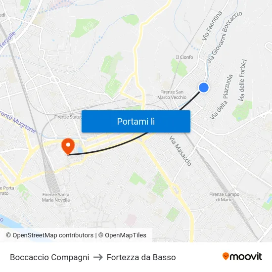 Boccaccio Compagni to Fortezza da Basso map
