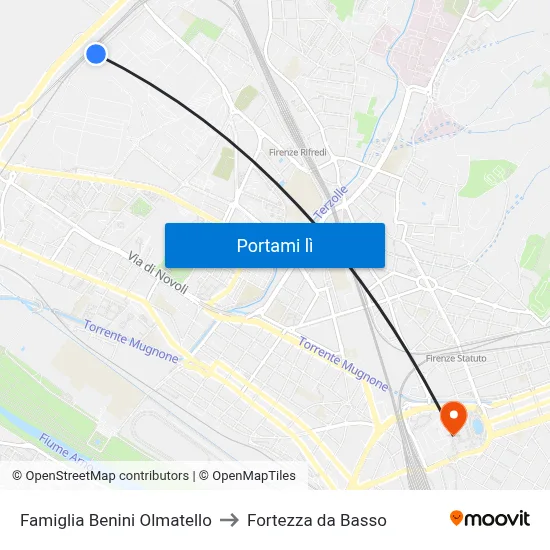 Famiglia Benini Olmatello to Fortezza da Basso map