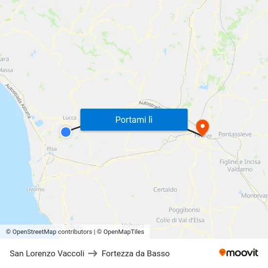 San Lorenzo Vaccoli to Fortezza da Basso map