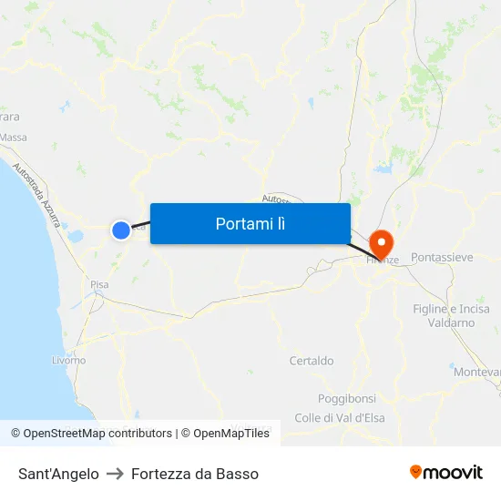 Sant'Angelo to Fortezza da Basso map